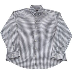Johnnie-O Mens Gray‎ Gingham Checkered Long Sleeve Button Down Shirt - Small